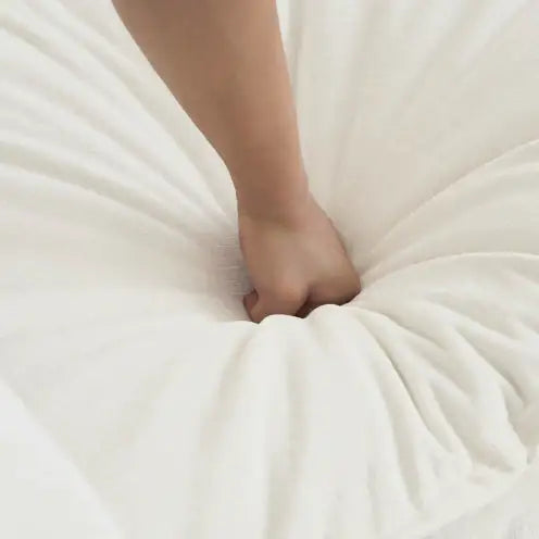 Modern Fabric Loveseat Sofa Couch For Living Room, Upholstered Large Size Deep Seat 2-Seat Sofa With 4 Pillows ,White Chenille